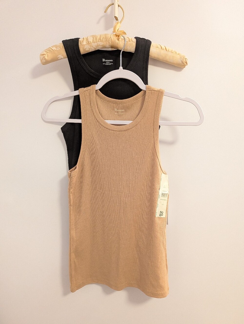 No Boundaries Ribbed Tank Tops - Black & Beige